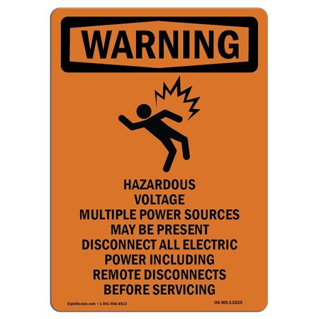 Safety Sign, OSHA WARNING, 10 Height, Hazardous Voltage, Portrait, D-V-13225